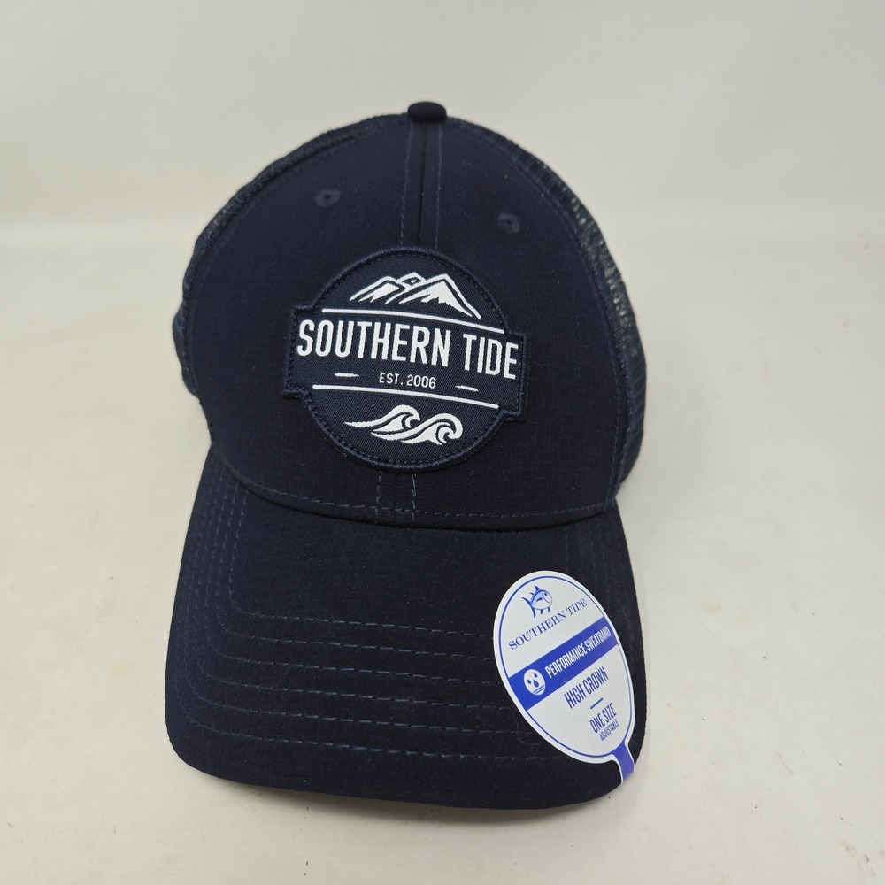 Southern Tide Mens Navy Blue T3 Performance Trucker Hat High Crown Snapback 8519